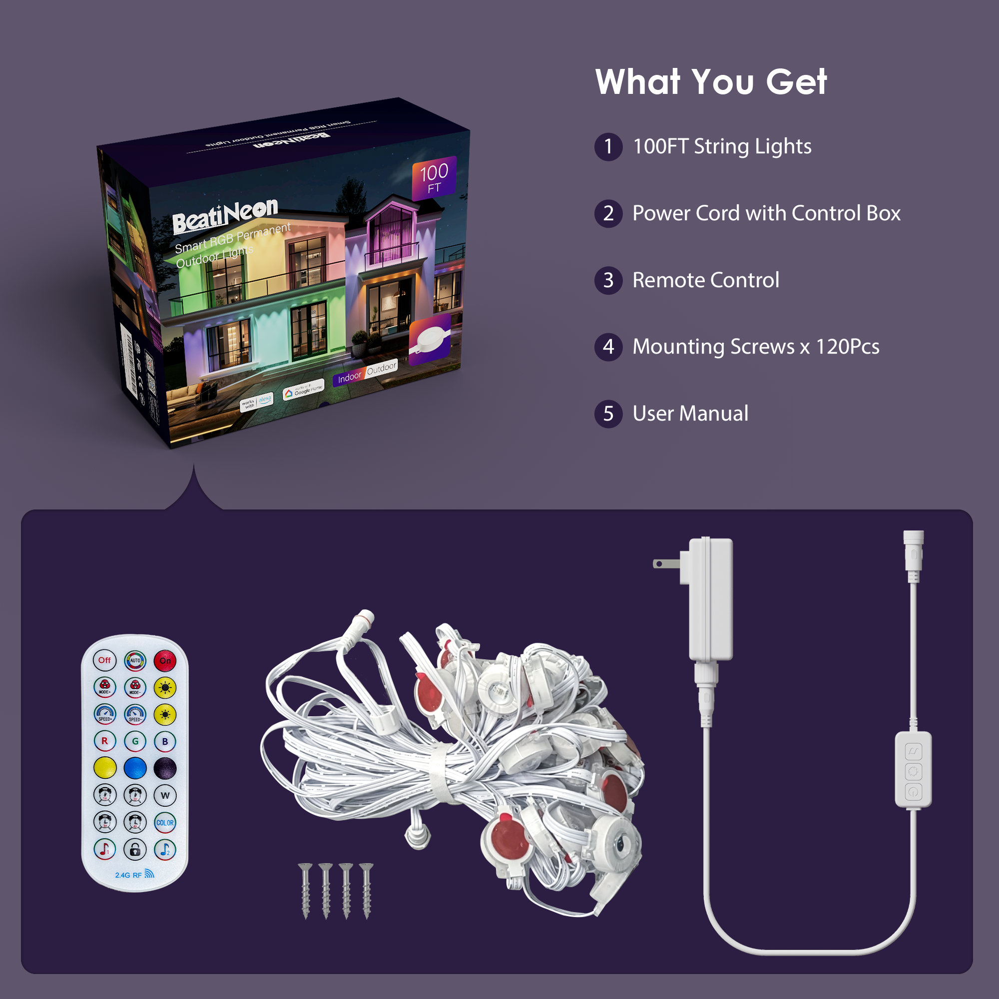 Permanent Outdoor Lights, 150ft Smart RGB+IC Eave Lights with 75 Scene Modes, DIY Scene Modes, 60 LED Bright Bulbs, IP68 Waterproof, App/Remote Control, Compatible with Alexa for Christmas Halloween - Image 14