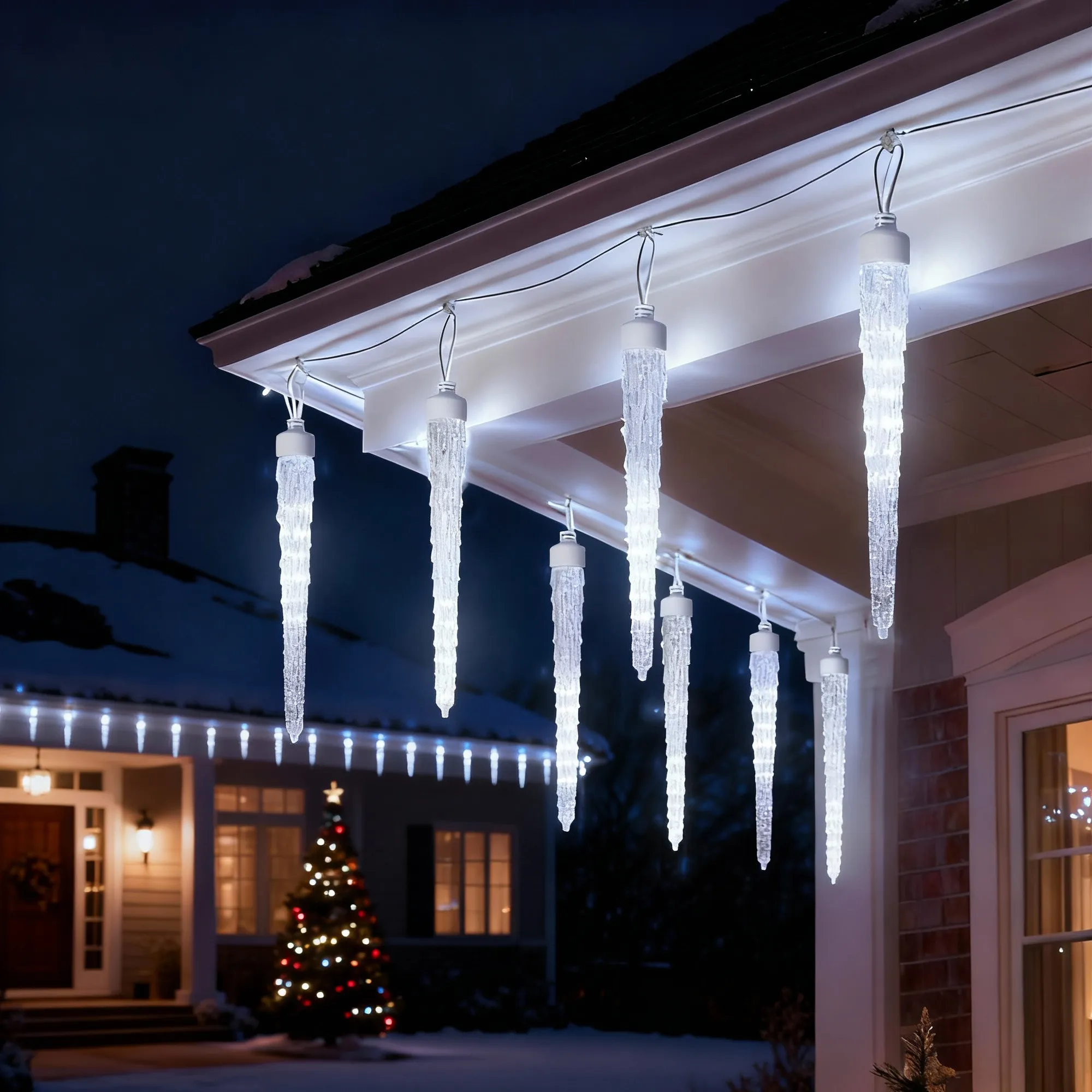 20FT Icicle Lights for Outside,90 LEDs 20 Tubes Twinkling Crystal Icicle String Lights,Outdoor Waterproof Plug in Hanging Icicle Christmas Light for Eave,Festive Decor (Twinkling)