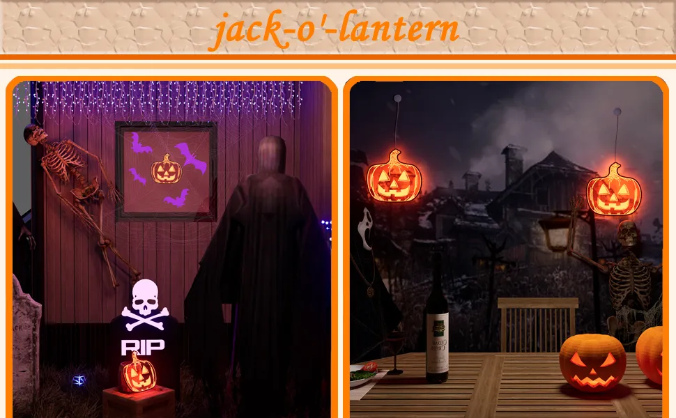 Halloween Pumpkin Night Lights, 15.35" x 15.86" Lighted Silhouette Decor for Window, Door, Wall, Glowing Pumpkin Holiday Display, 6Hr Timer, Battery/USB & Plug-in Lights Sign for Kids Party Decor 1pc - Image 5