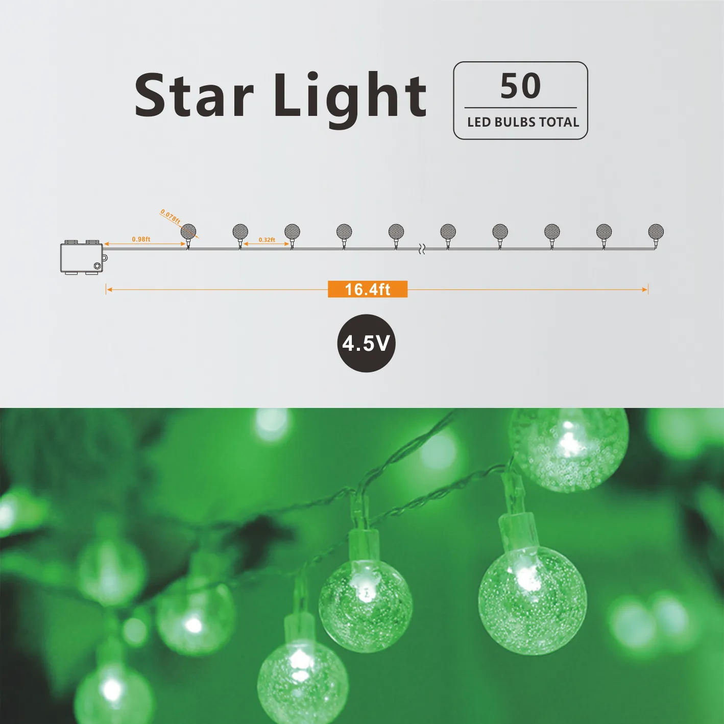 String Light Battery PVC cable with crystal bulbs - Image 7