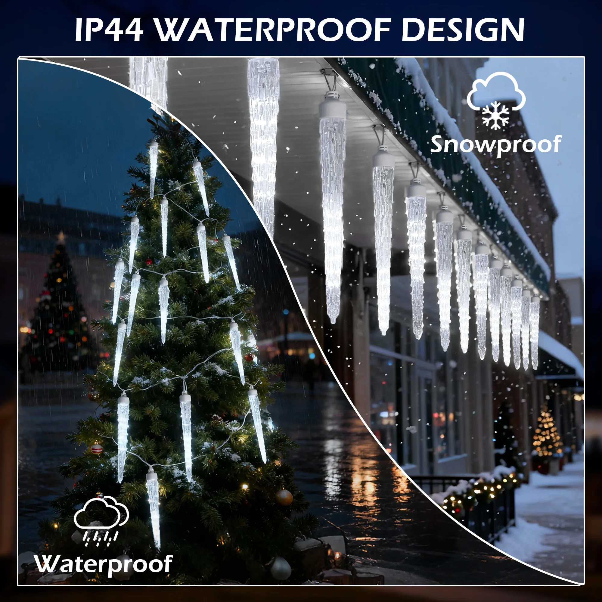 20FT Icicle Lights for Outside,90 LEDs 20 Tubes Twinkling Crystal Icicle String Lights,Outdoor Waterproof Plug in Hanging Icicle Christmas Light for Eave,Festive Decor (Twinkling) - Image 5