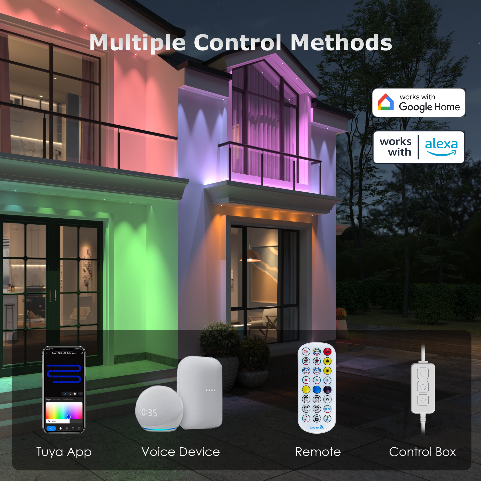 Permanent Outdoor Lights, 150ft Smart RGB+IC Eave Lights with 75 Scene Modes, DIY Scene Modes, 60 LED Bright Bulbs, IP68 Waterproof, App/Remote Control, Compatible with Alexa for Christmas Halloween - Image 11