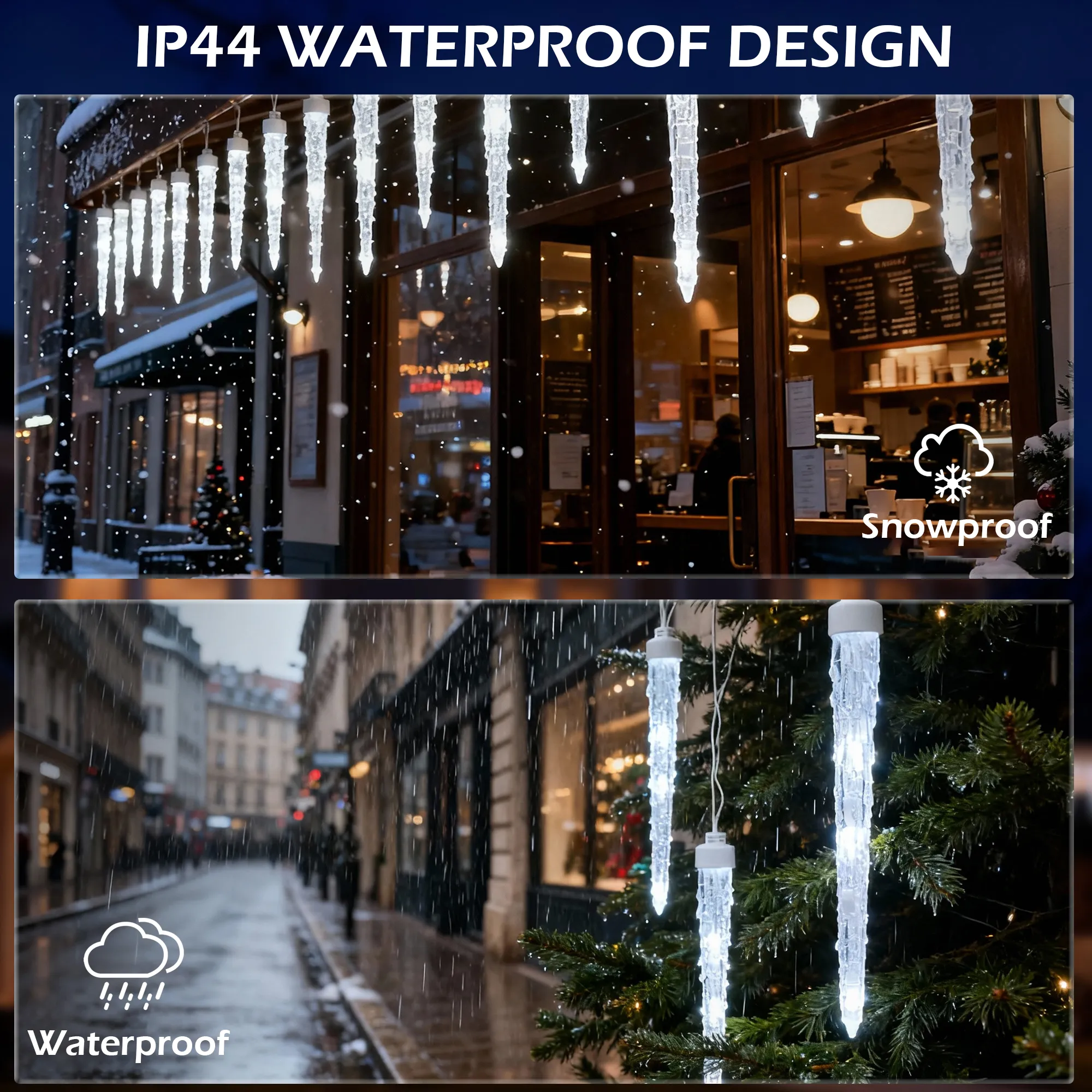 20FT Icicle Lights for Outside,90 LEDs 20 Tubes Twinkling Crystal Icicle String Lights,Outdoor Waterproof Plug in Hanging Icicle Christmas Light for Eave,Festive Decor (Twinkling) - Image 8