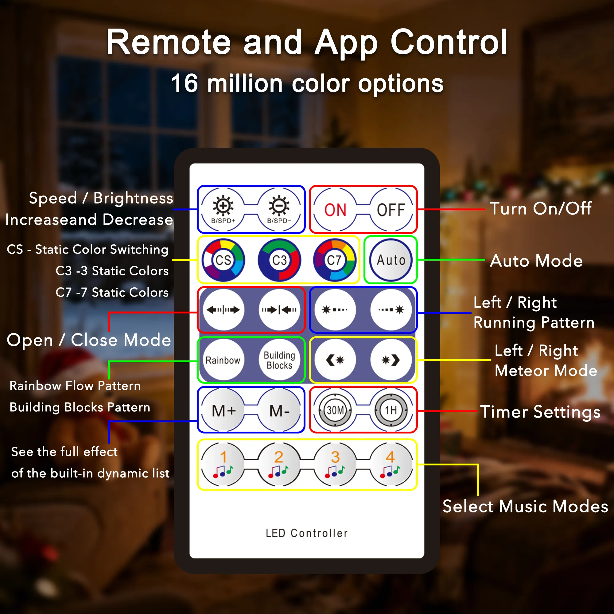 4 Pack Christmas Window Silhouette Lights with APP & Remote, 2D RGB Indoor Motif Lights for Wall Door Glass Decor, Snowman +Bethlehem Star +Bell +Snowflake,Sync with Music, Timer,Multiple Dynamic Mode - Image 2