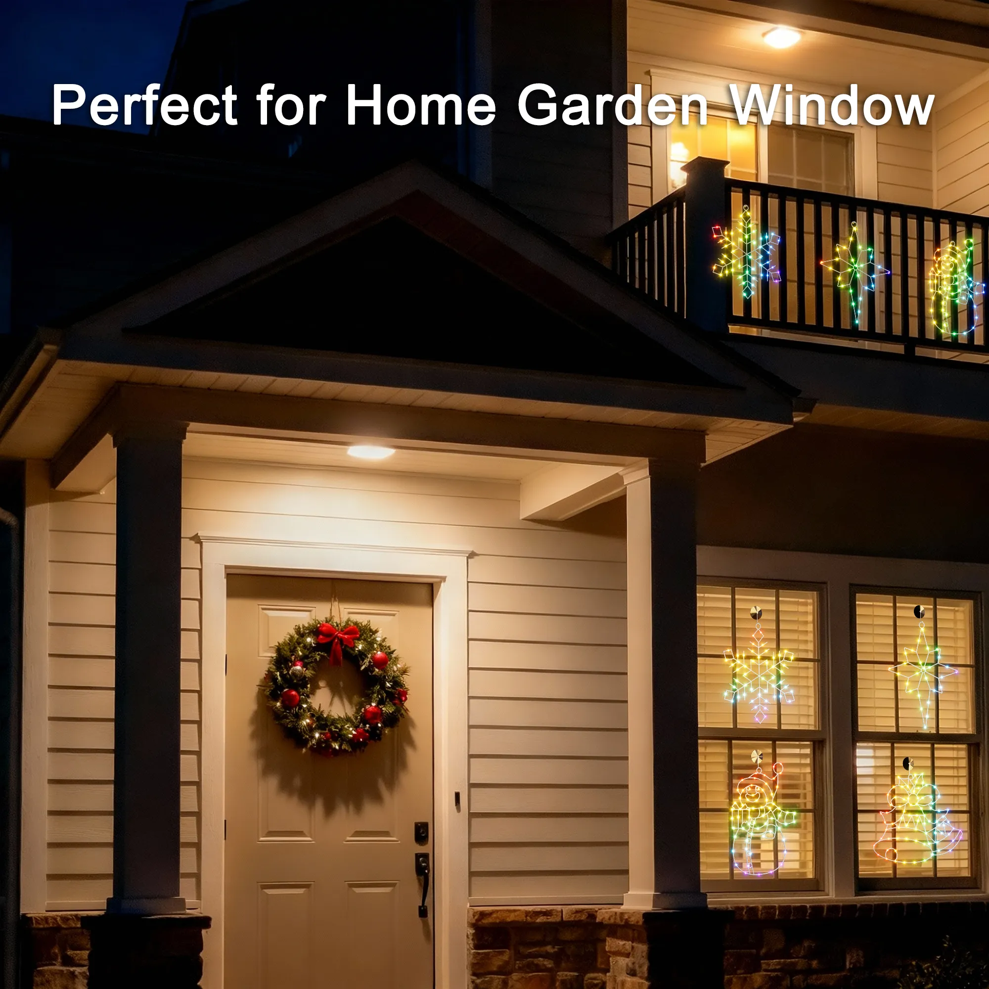 4 Pack Christmas Window Silhouette Lights with APP & Remote, 2D RGB Indoor Motif Lights for Wall Door Glass Decor, Snowman +Bethlehem Star +Bell +Snowflake,Sync with Music, Timer,Multiple Dynamic Mode - Image 7