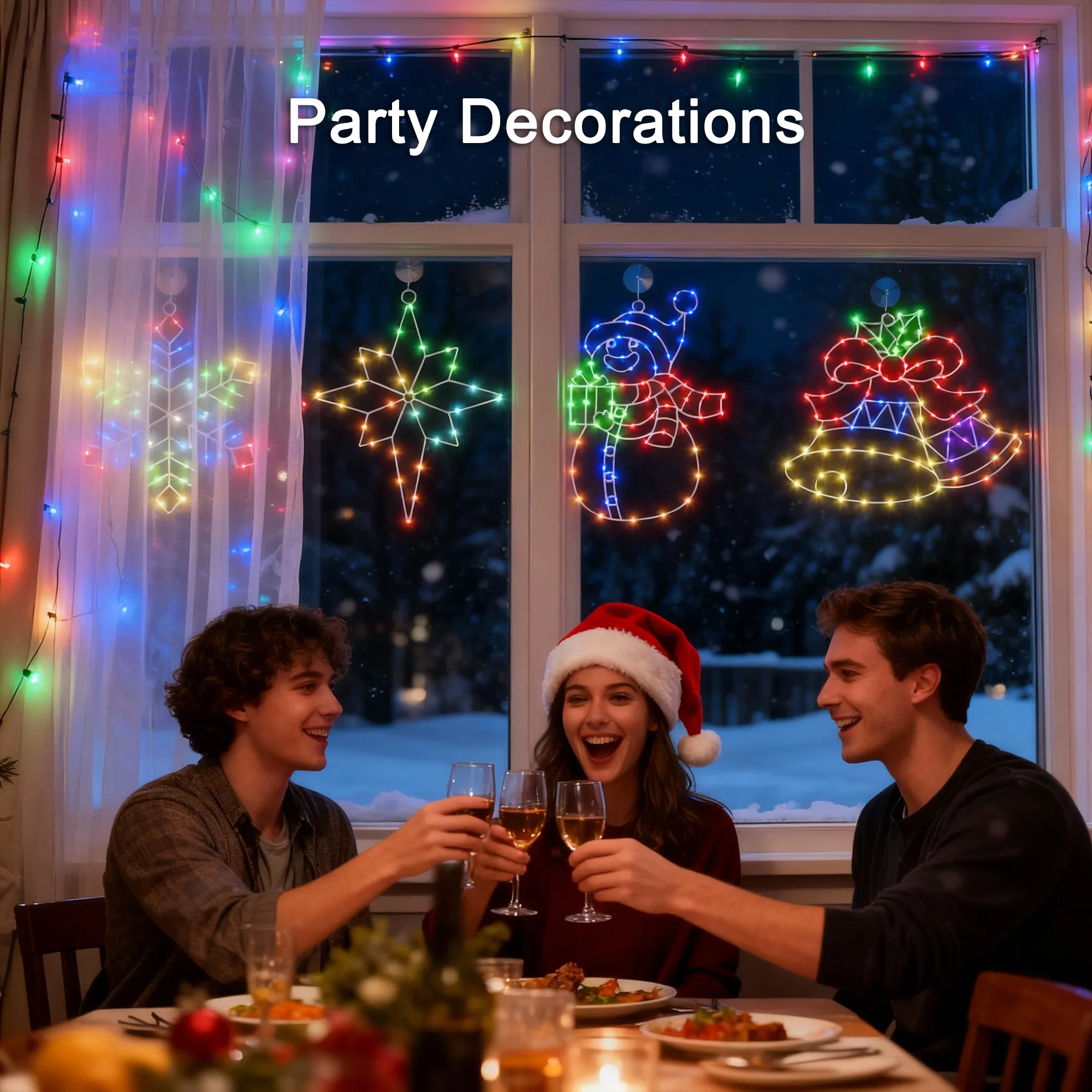 4 Pack Christmas Window Silhouette Lights with APP & Remote, 2D RGB Indoor Motif Lights for Wall Door Glass Decor, Snowman +Bethlehem Star +Bell +Snowflake,Sync with Music, Timer,Multiple Dynamic Mode - Image 8