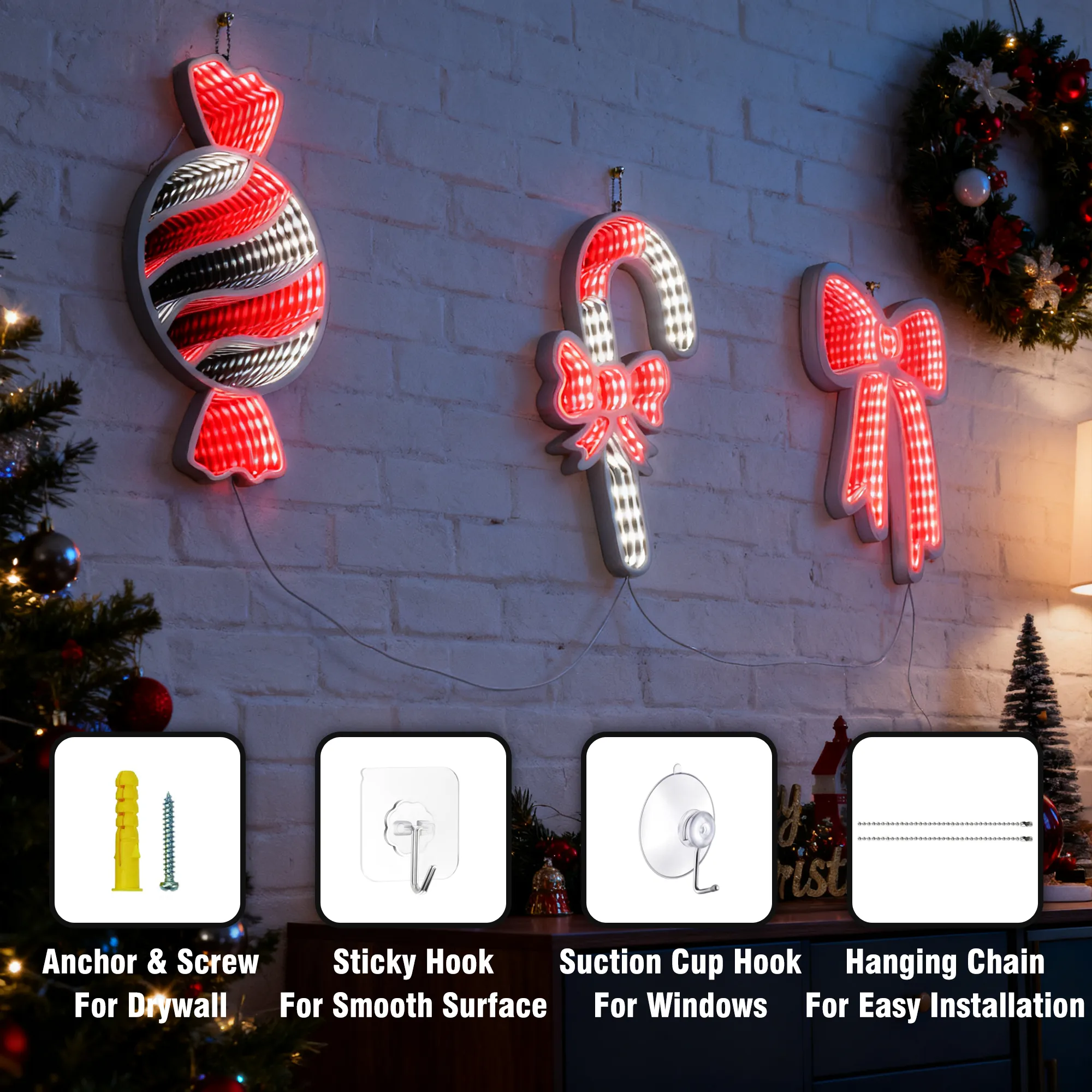 3D Infinity Mirror String Lights for Christmas Decorations Indoor,Christmas Deco - Image 5