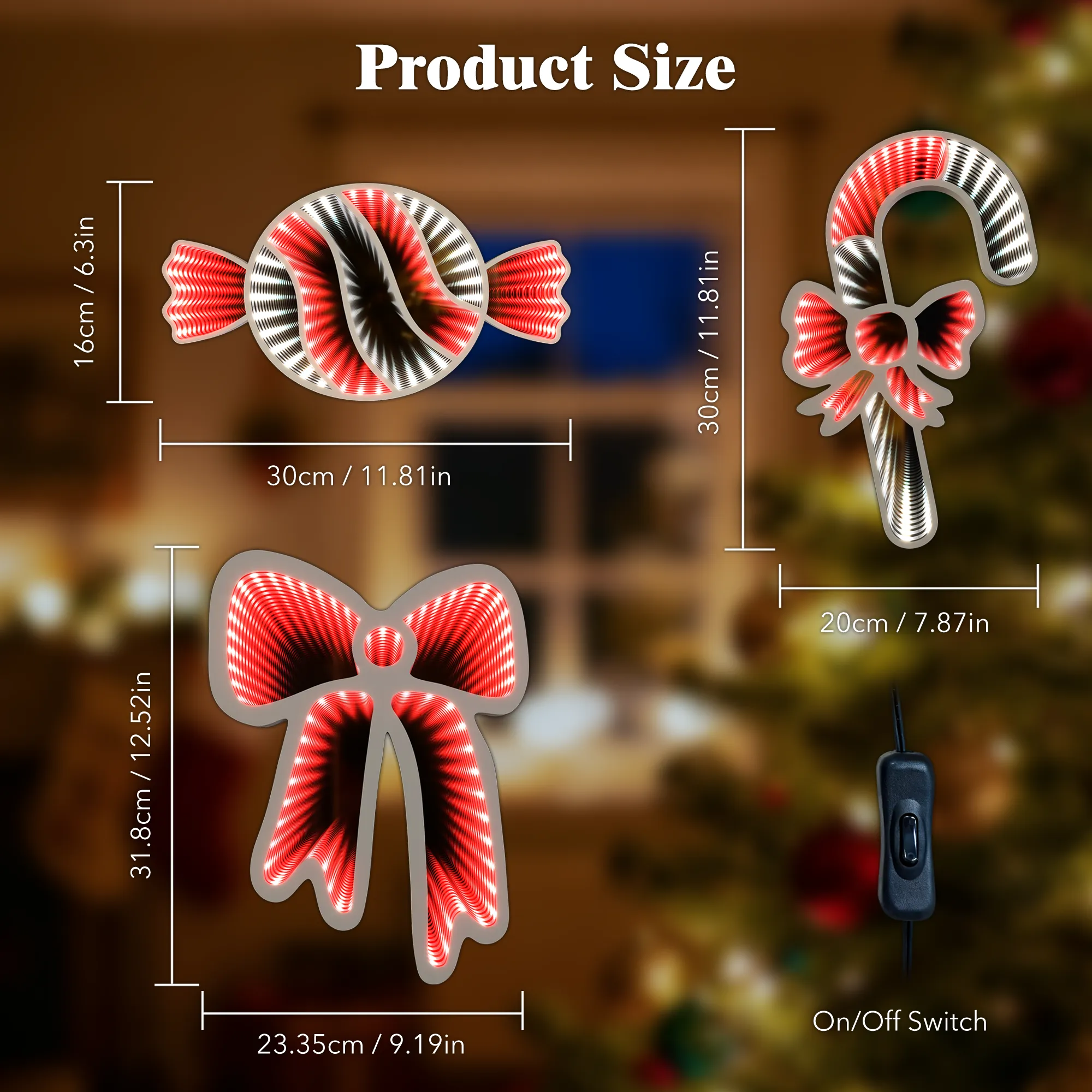 3D Infinity Mirror String Lights for Christmas Decorations Indoor,Christmas Deco - Image 6