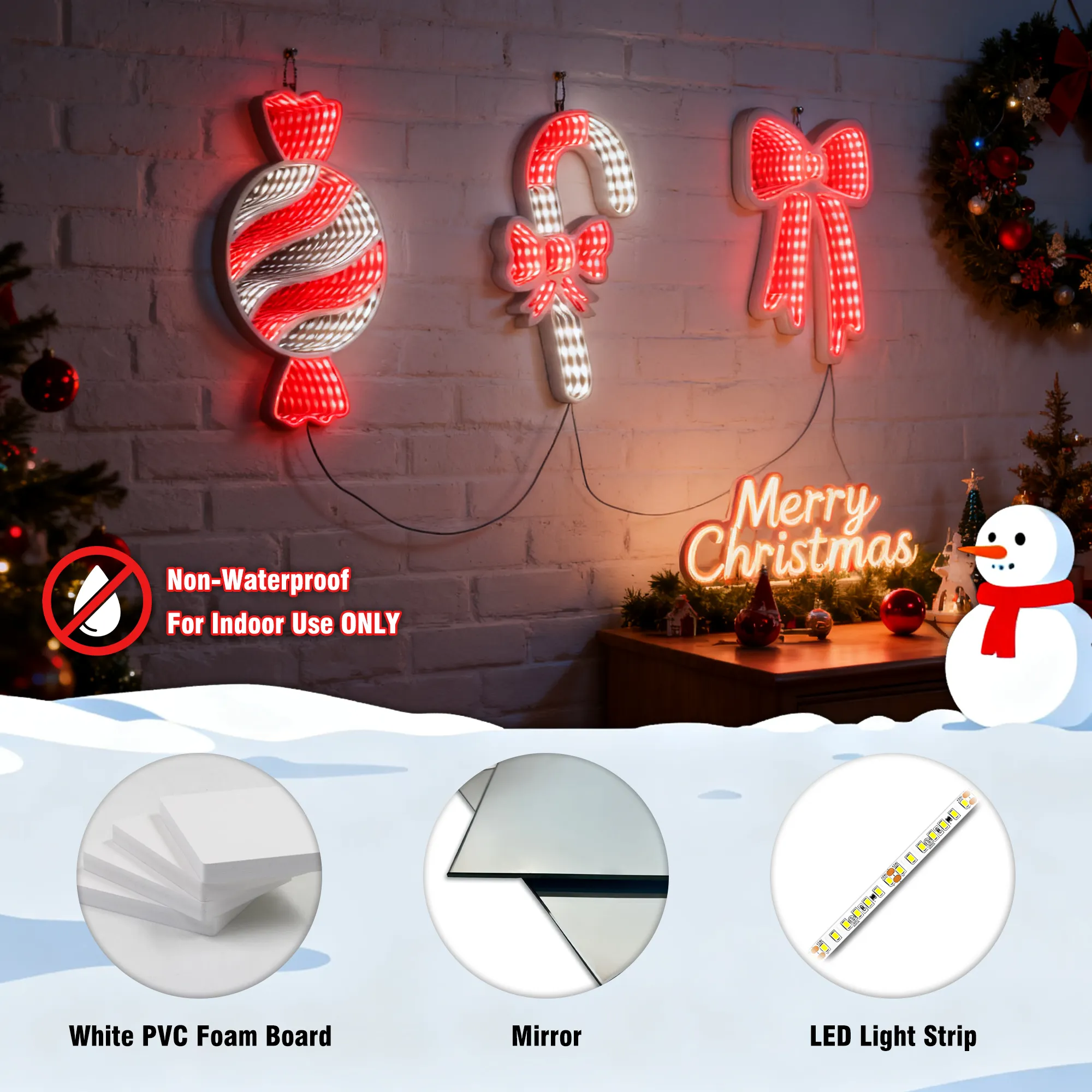 3D Infinity Mirror String Lights for Christmas Decorations Indoor,Christmas Deco - Image 7