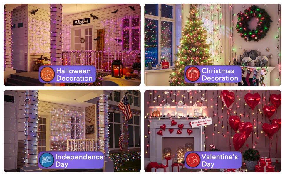 Color Changing Smart Christmas Lights,66ft 200 LED RGB String Lights with App & Remote Control,Timer,Music Sync,Dimmable Mini Lights for Xmas Tree Birthday Wedding Party Festival Decor - Image 9