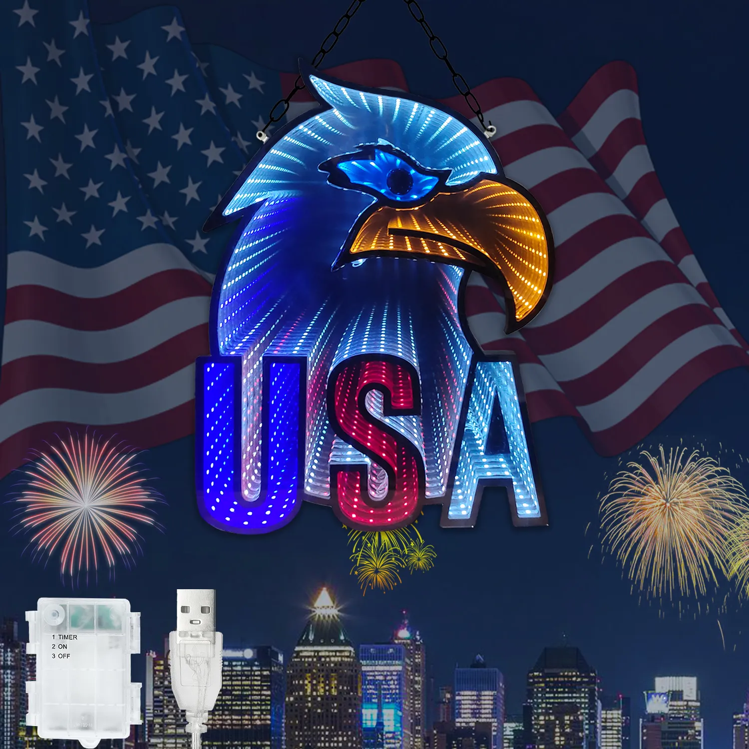 American Eagle light, Mirror 3D Bald Eagle Neon Sign Man Cave Bar Pub Decor - Image 4