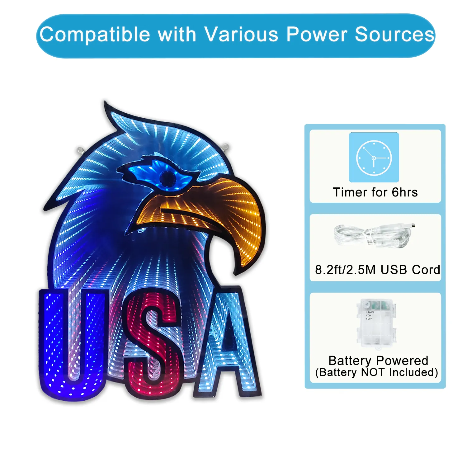 American Eagle light, Mirror 3D Bald Eagle Neon Sign Man Cave Bar Pub Decor - Image 5