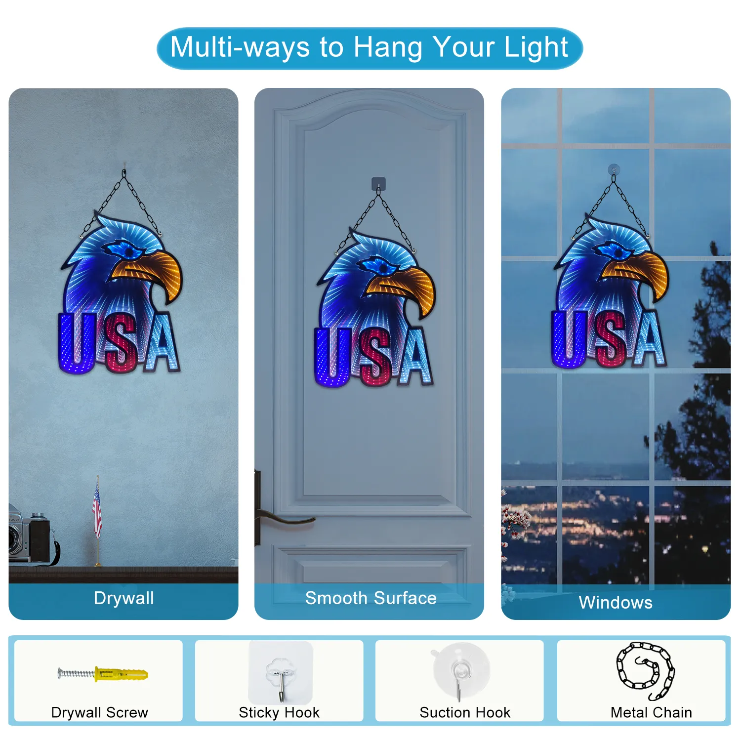 American Eagle light, Mirror 3D Bald Eagle Neon Sign Man Cave Bar Pub Decor - Image 6