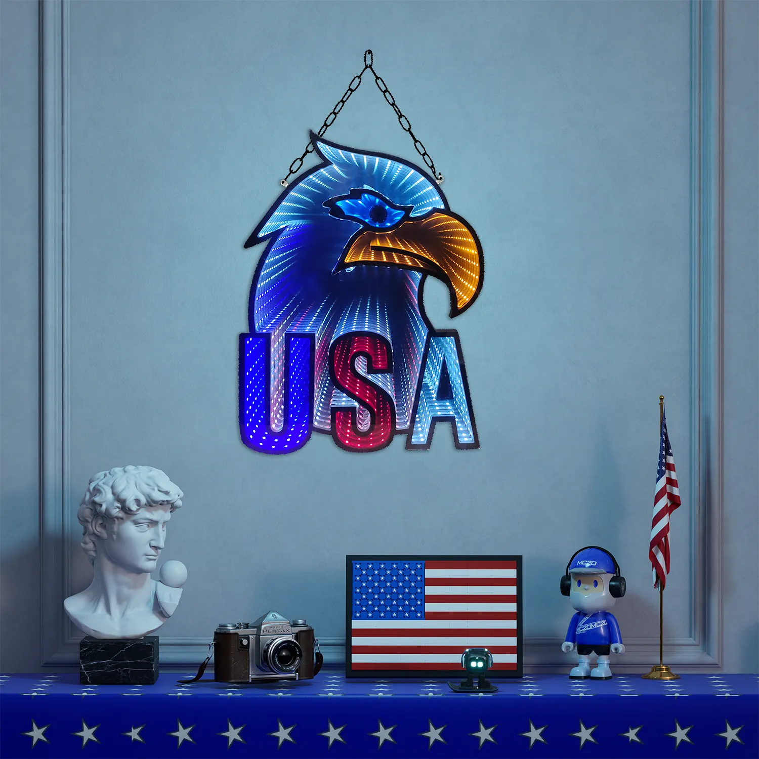 American Eagle light, Mirror 3D Bald Eagle Neon Sign Man Cave Bar Pub Decor - Image 7