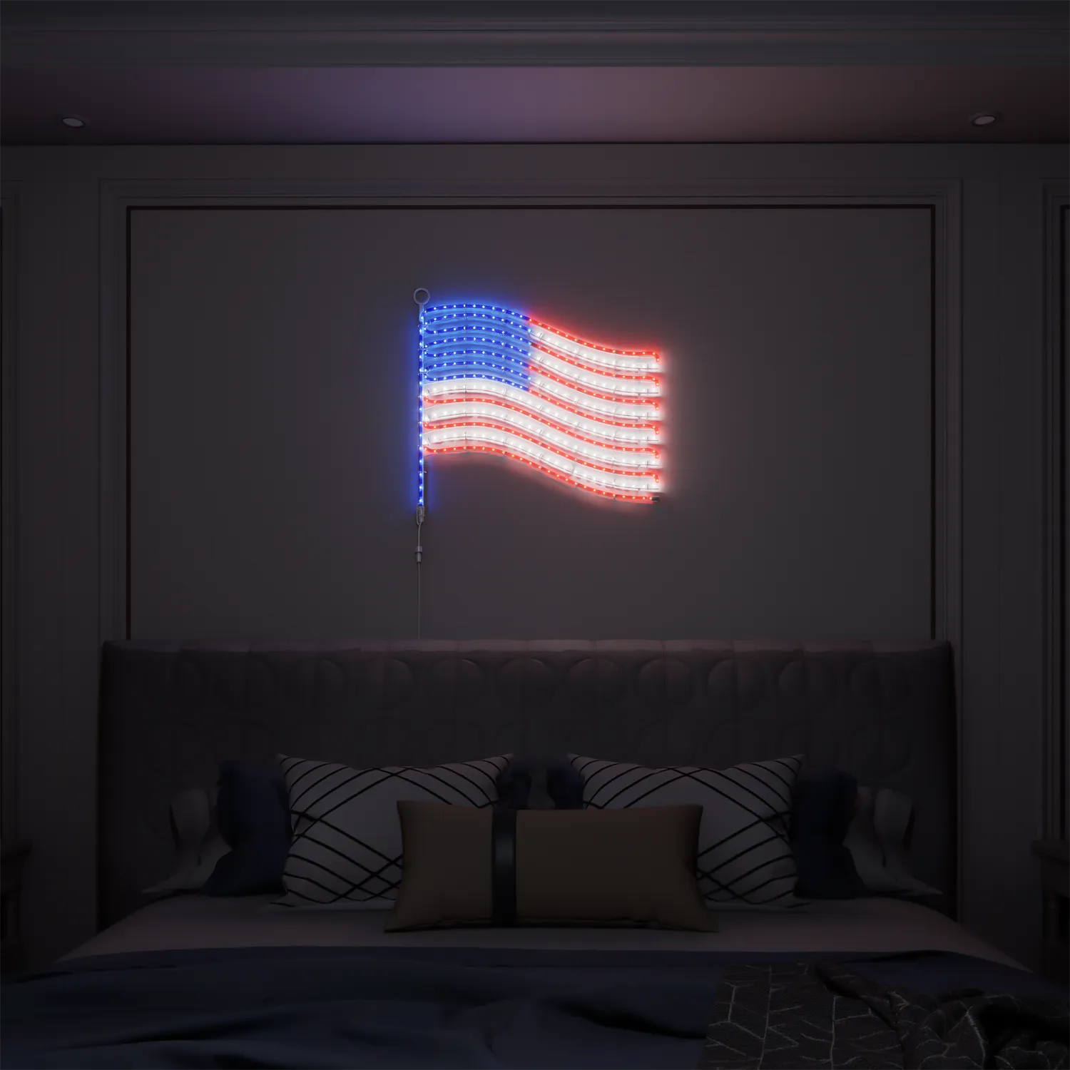 American Flag Lights-Metal Frame, 24"x21.65" US Flag 340 LEDs, IP65 Outdoor - Image 5