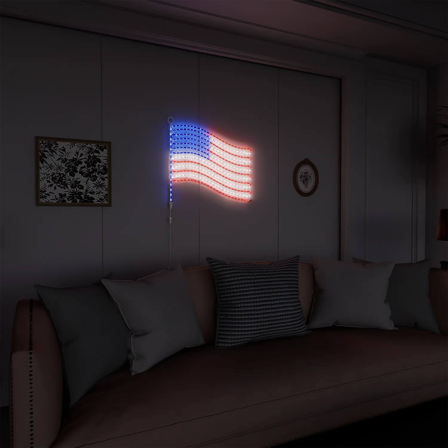 American Flag Lights-Metal Frame, 24"x21.65" US Flag 340 LEDs, IP65 Outdoor - Image 8