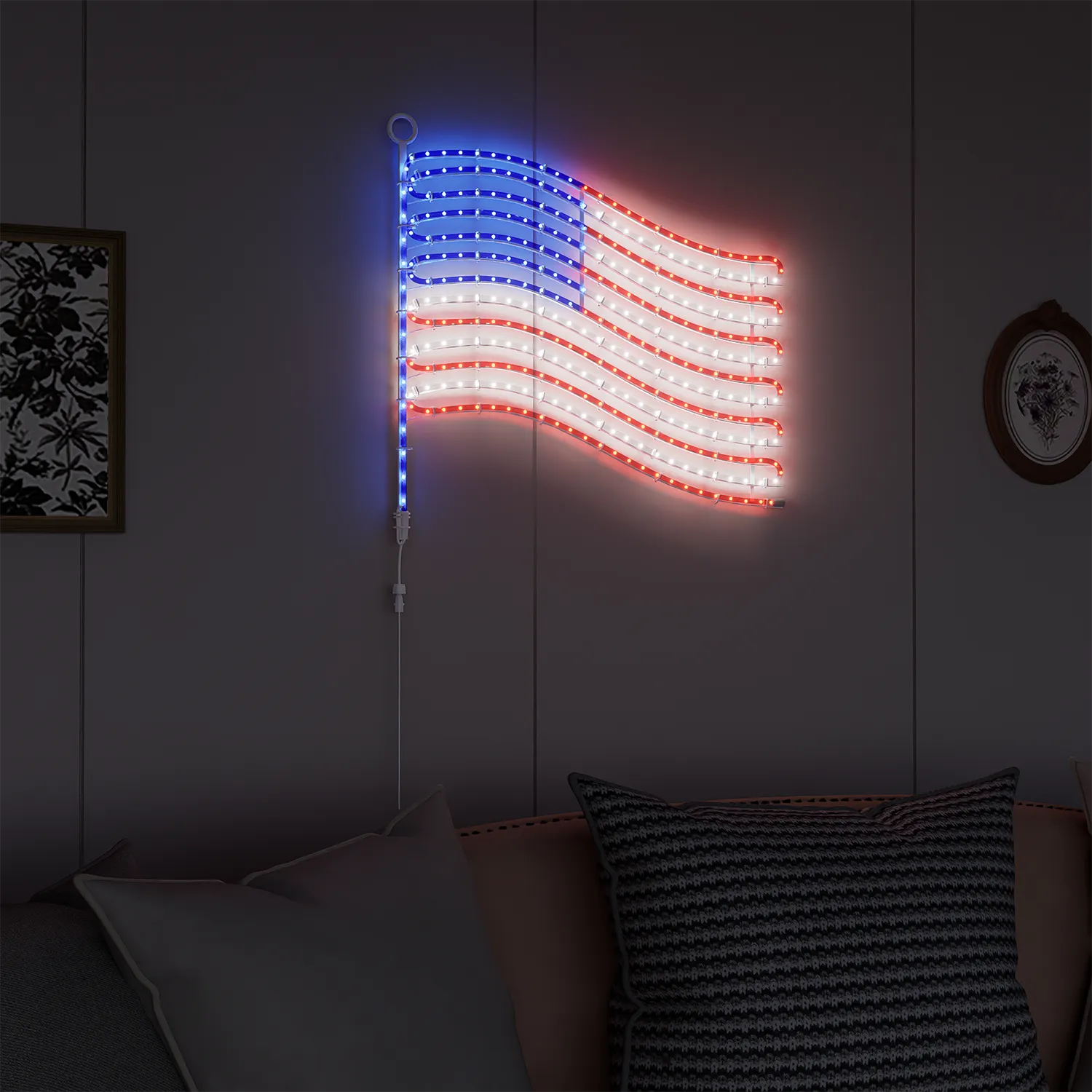 American Flag Lights-Metal Frame, 24"x21.65" US Flag 340 LEDs, IP65 Outdoor - Image 9