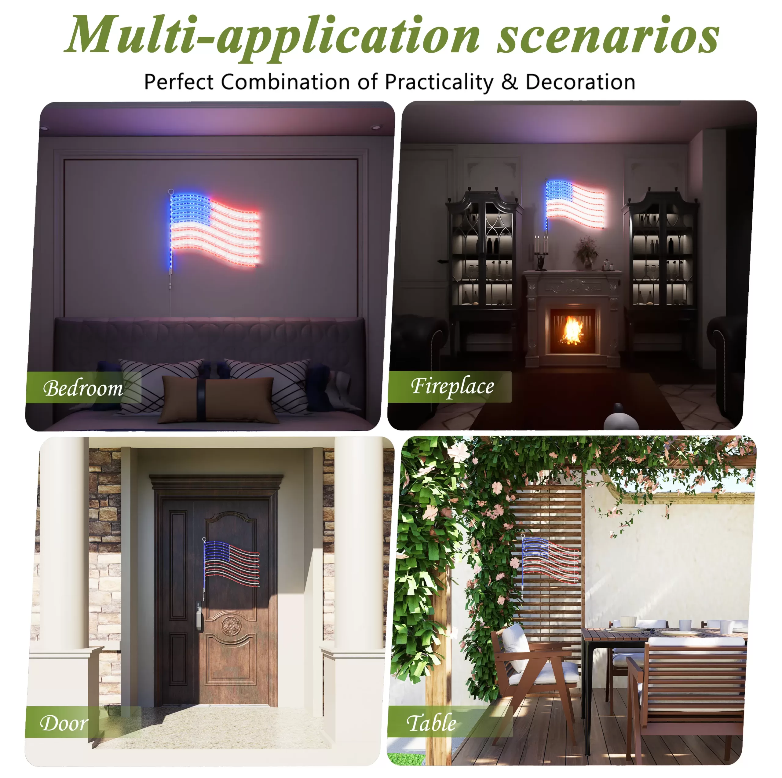 American Flag Lights-Metal Frame, 24"x21.65" US Flag 340 LEDs, IP65 Outdoor - Image 11