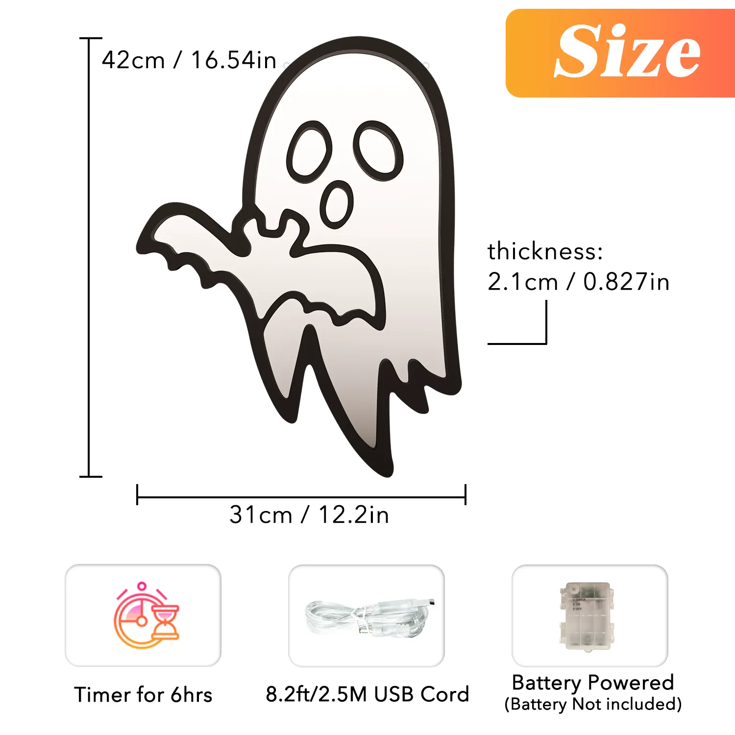 LED Ghost Neon Sign,Night Light Decorations with Animated Pumpkin Throwing Effect Lighted Display,Halloween Ghost Decor,Halloween-Ghost Lights with Remote Control Home Party Windows Decor - Image 5