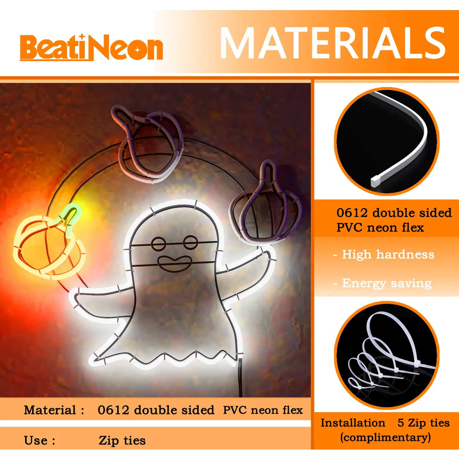 LED Ghost Neon Sign,Night Light Decorations with Animated Pumpkin Throwing Effect Lighted Display,Halloween Ghost Decor,Halloween-Ghost Lights with Remote Control Home Party Windows Decor - Image 2