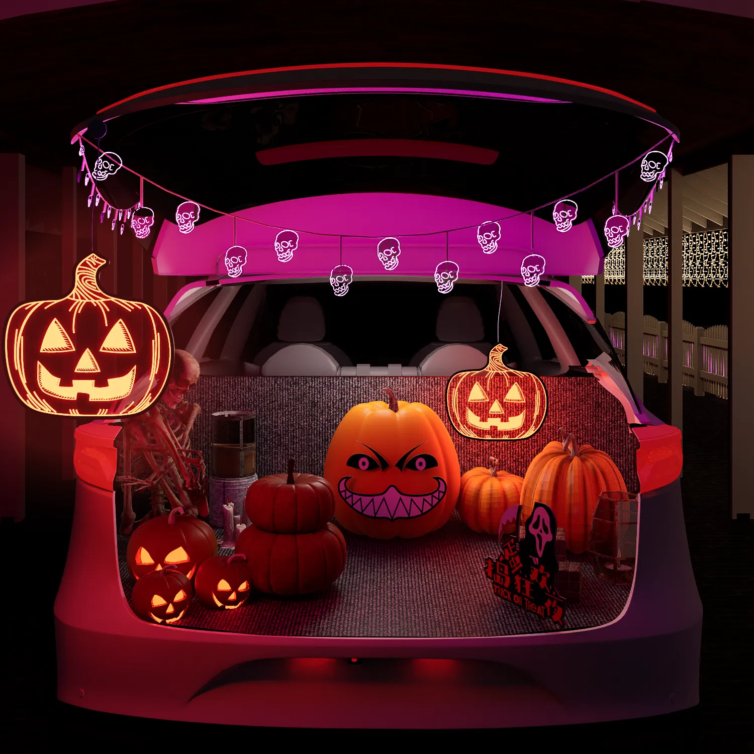 Halloween Pumpkin Night Lights, 15.35" x 15.86" Lighted Silhouette Decor for Window, Door, Wall, Glowing Pumpkin Holiday Display, 6Hr Timer, Battery/USB & Plug-in Lights Sign for Kids Party Decor 1pc - Image 8