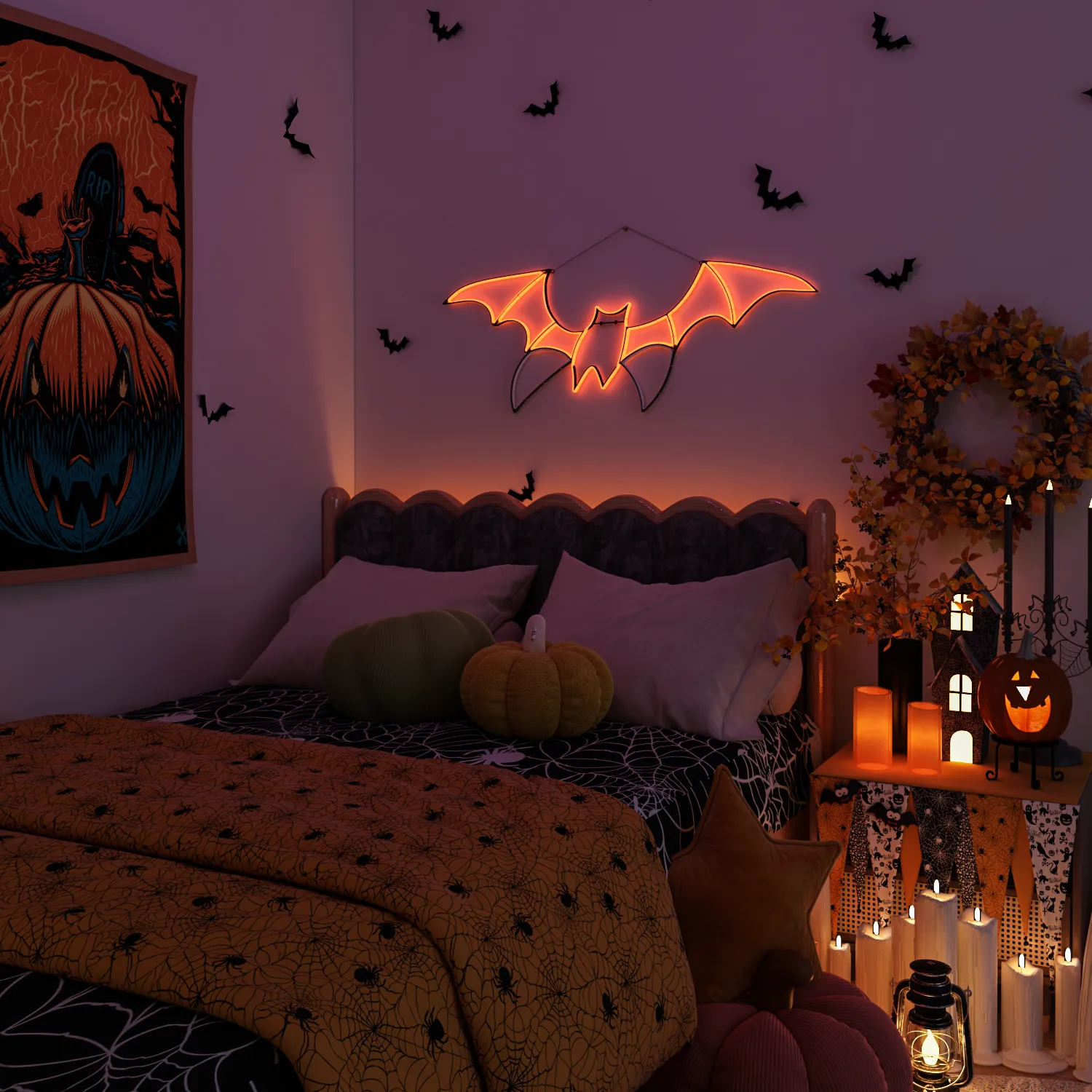 Bat Neon Sign for Wall Art Decor,Metal Frame Led Sign Animated Bat Swing Neon Light Up Sign for Signs for Wall Decor,Flying Bat Neon Light Up Signs for Bedroom,Folding and Easy to Store - Image 5