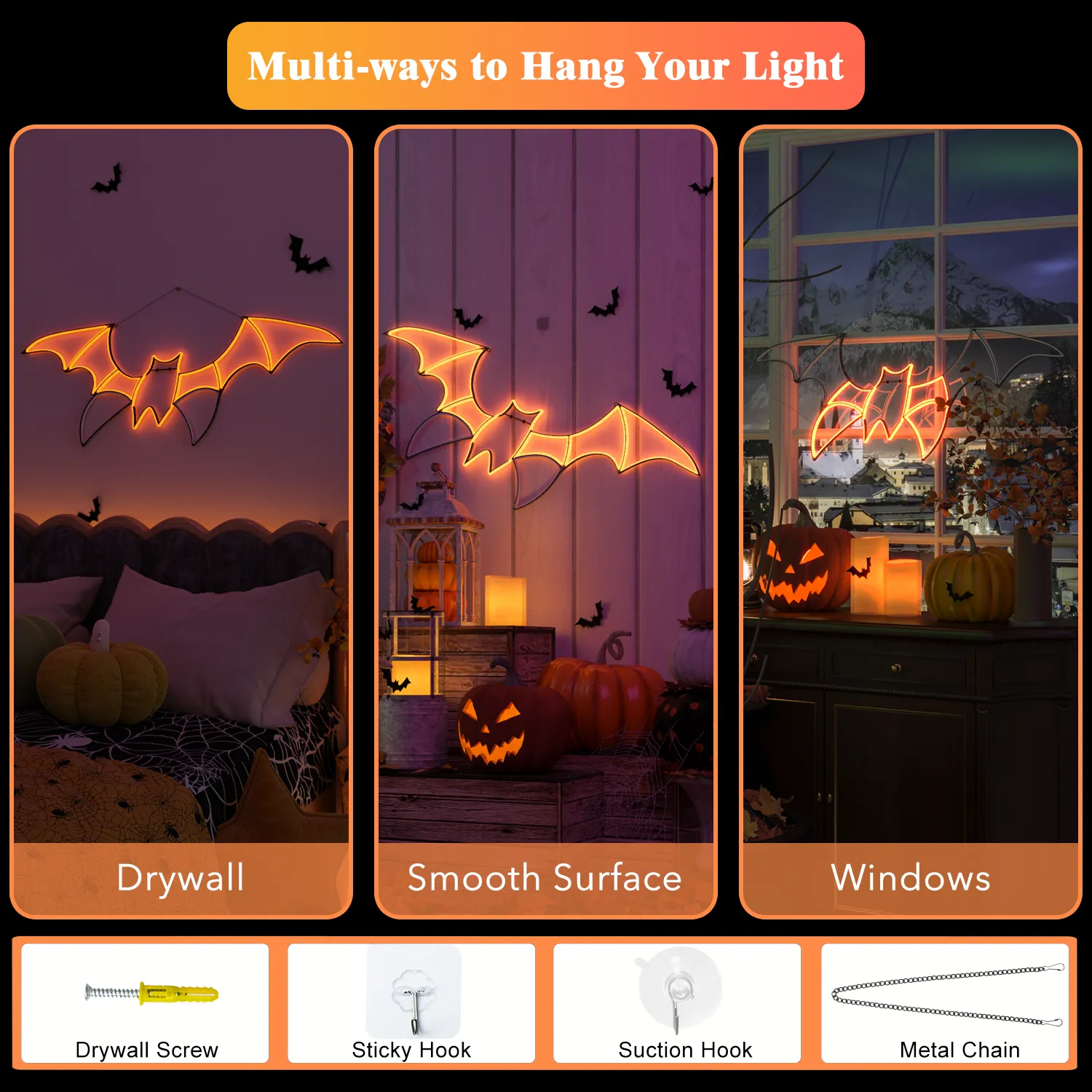Bat Neon Sign for Wall Art Decor,Metal Frame Led Sign Animated Bat Swing Neon Light Up Sign for Signs for Wall Decor,Flying Bat Neon Light Up Signs for Bedroom,Folding and Easy to Store - Image 6