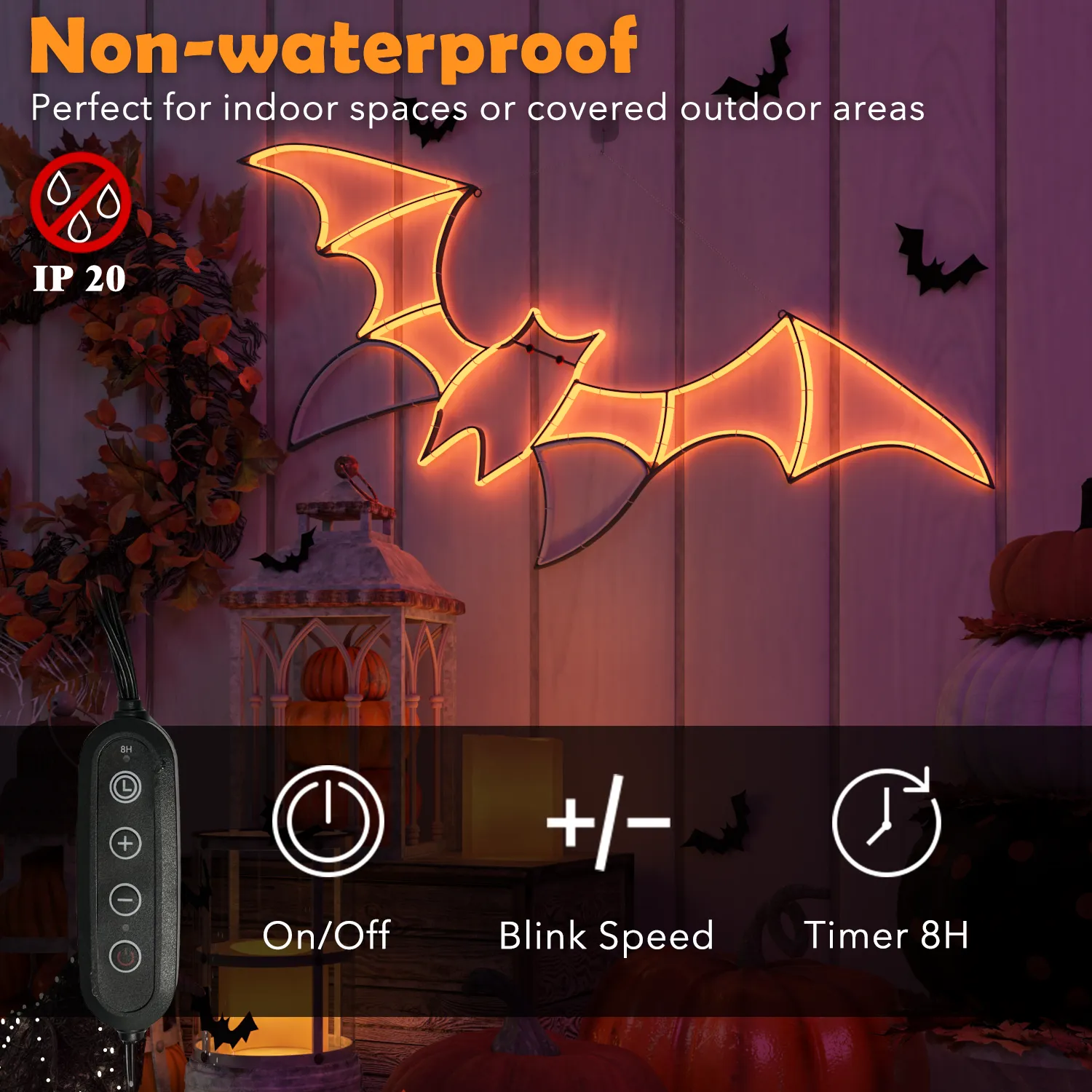 Bat Neon Sign for Wall Art Decor,Metal Frame Led Sign Animated Bat Swing Neon Light Up Sign for Signs for Wall Decor,Flying Bat Neon Light Up Signs for Bedroom,Folding and Easy to Store - Image 8