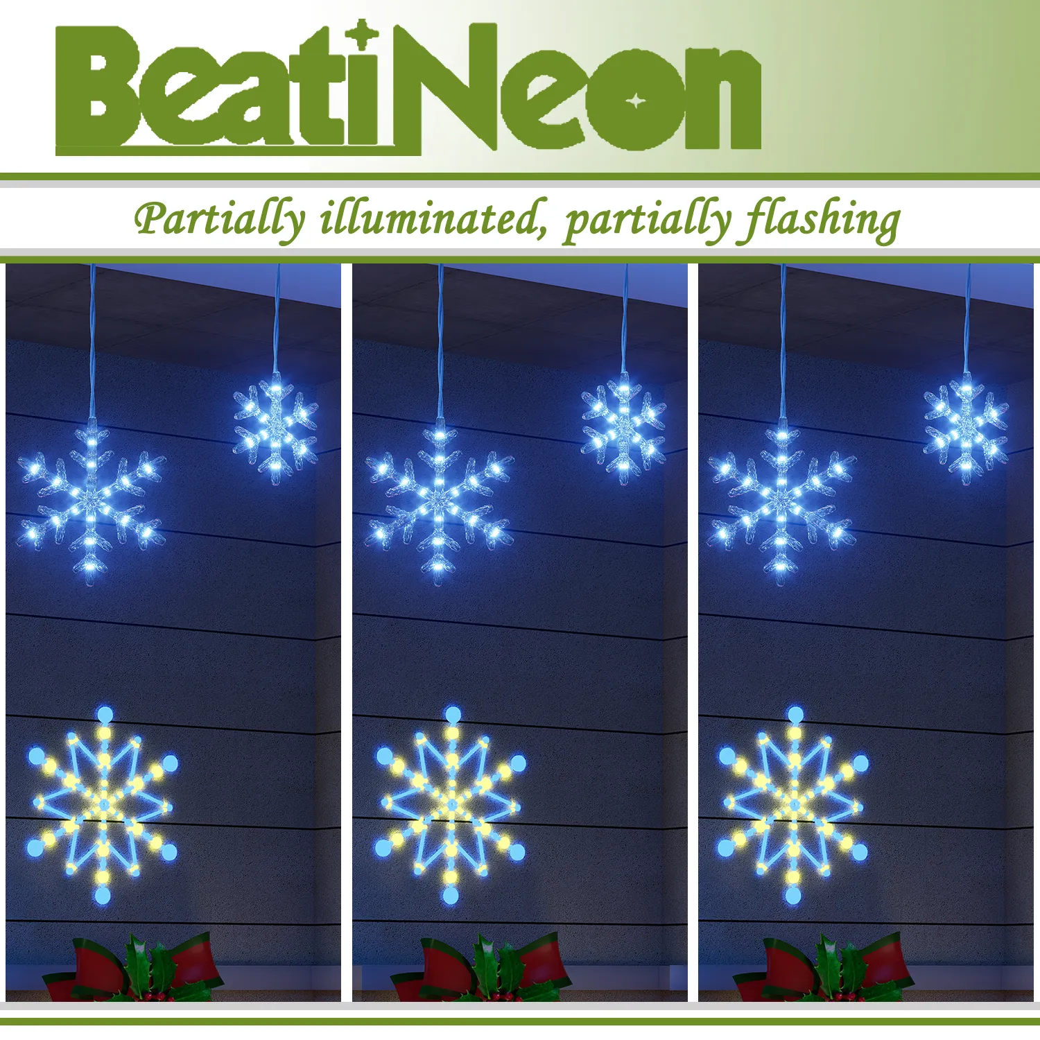 Small Snowflake Light ,Pre-set Twinkle Effect,29V,150leds - Image 4