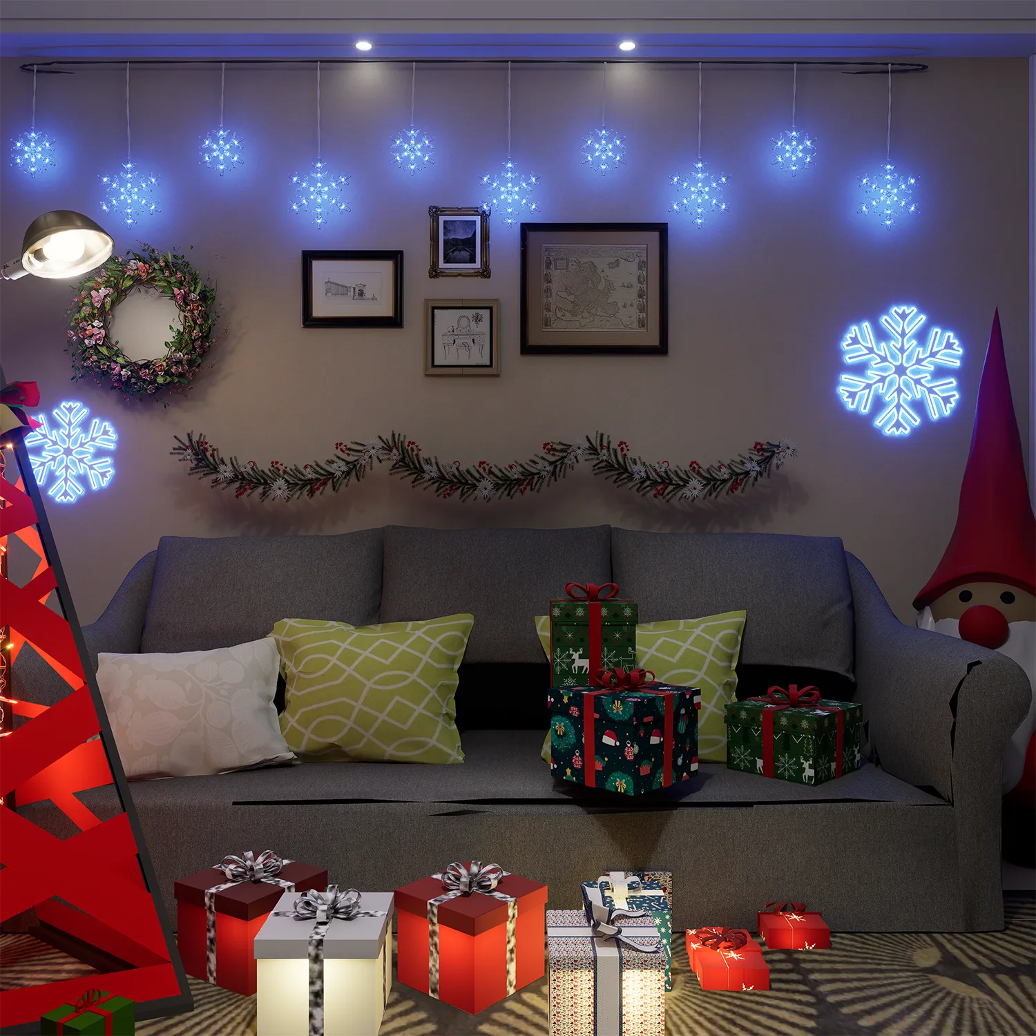 Small Snowflake Light ,Pre-set Twinkle Effect,29V,150leds - Image 11
